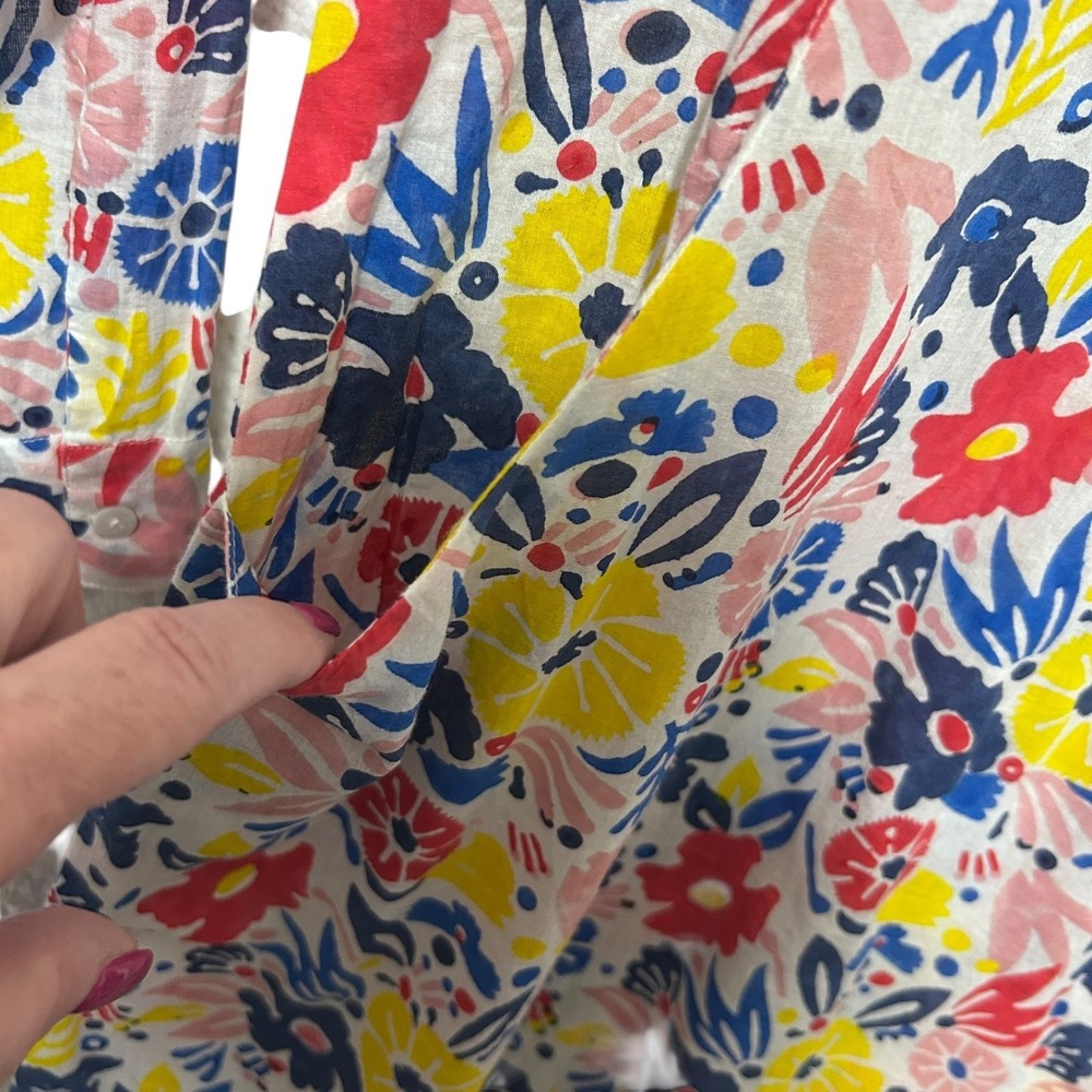 Roller Rabbit XS Floral Shirt Dress Cotton‎ Folk Art Print Resort Boho Tunic - Picture 6 of 10